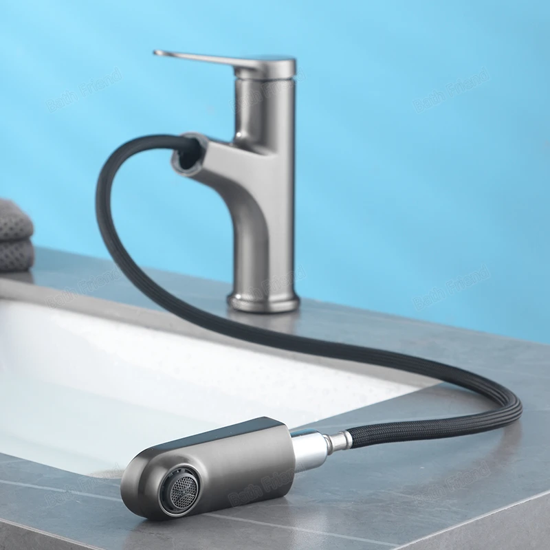 Multiple Color Selection High Quality Electroplating Mixer Pull Out Faucet Bathroom Washbasin Taps