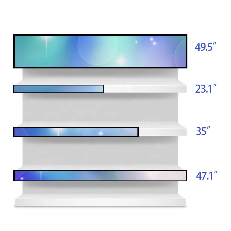 Customizable 19 24 28 35 36 Inch Ultra-Wide Stretched Bar LCD Digital Advertising Player Screen for Retail Stores Shopping Malls
