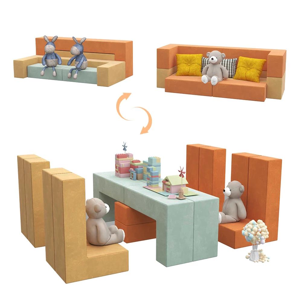 2023 New Design Living Room Sofa Kids Castle Sofa Creative Toy Building Kids Couch