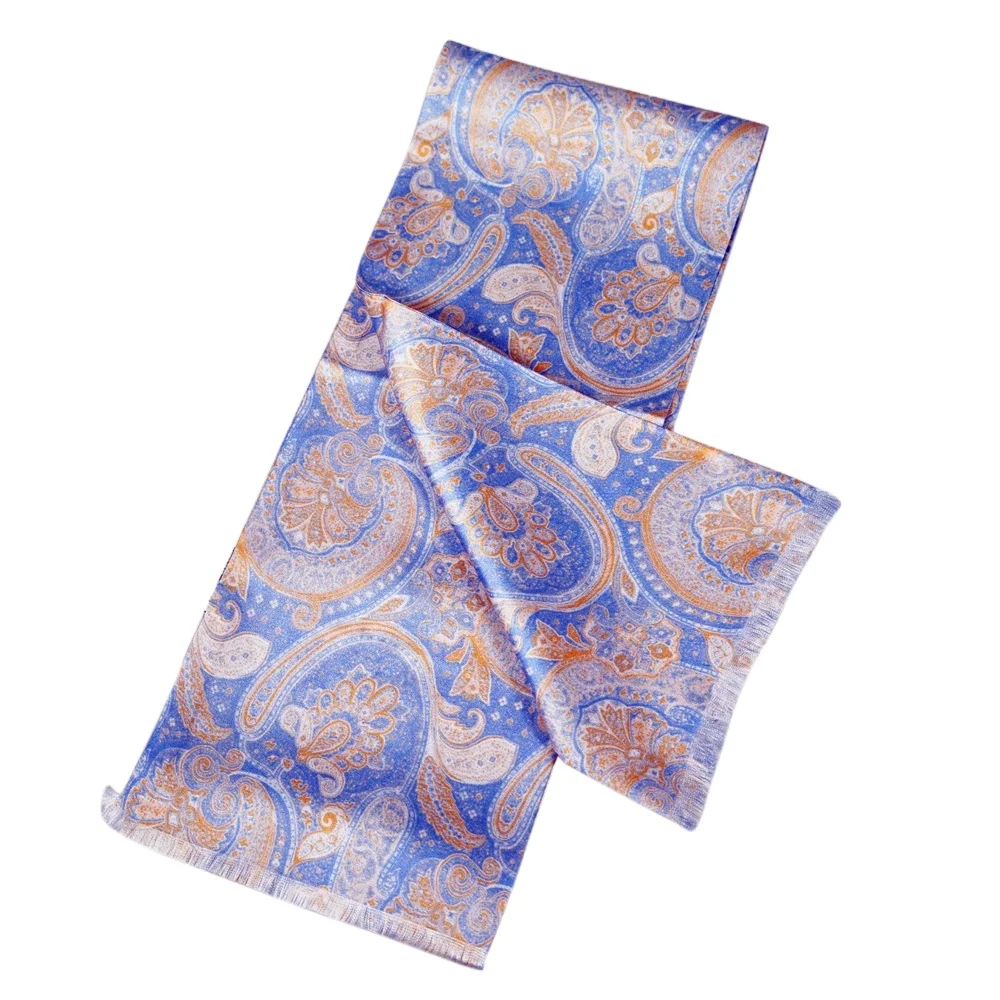 Amz Brand Dynastyle Custom Screen Printing Man Fashion Paisley 100% Pure Silk Scarves Handmade