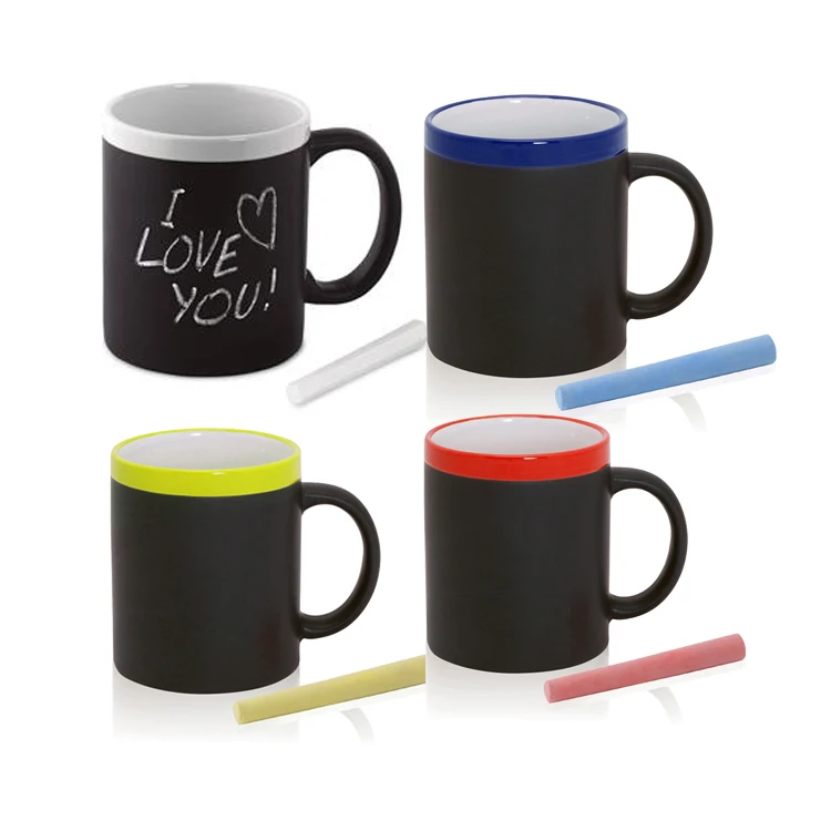 11oz high quality set of 4 ceramic coffee mug with chalk board