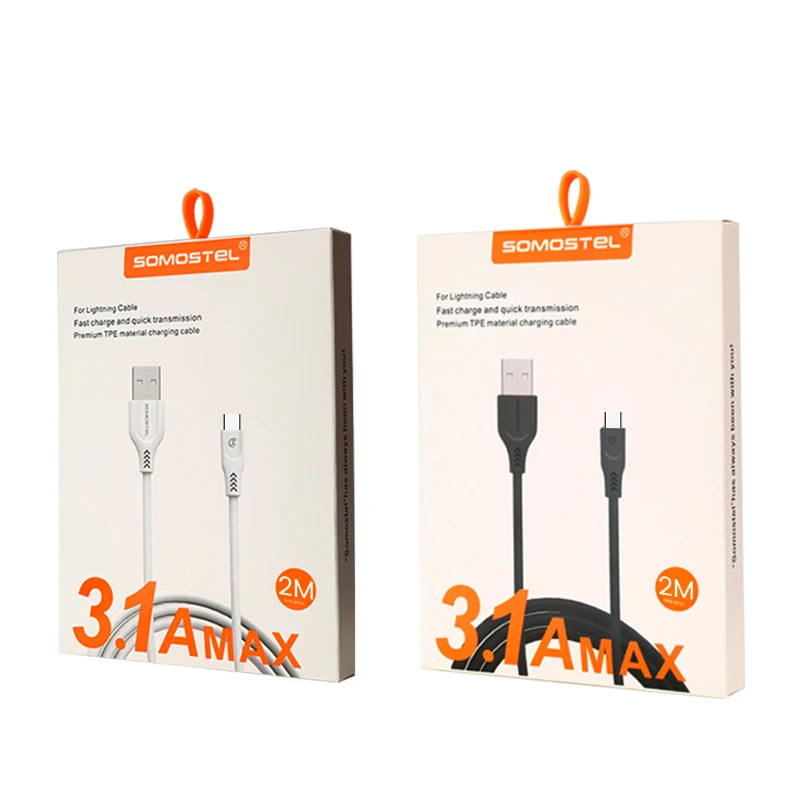 SOMOSTEL SMS-BT02 2 meters 3.1A soft TPE material fast charging data usb cable