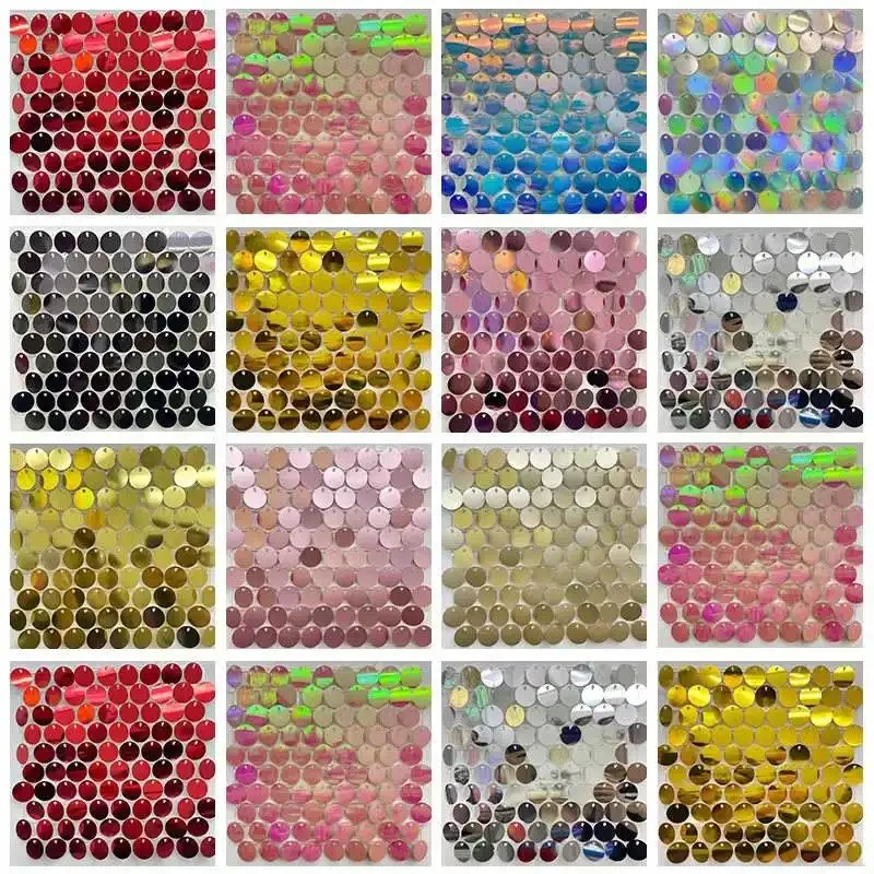 Wholesale Shimmer Round Backdrop 3D Wall Panels for Wedding Birthday Party Shimmer Background Wall Sequin Panels Decor 35*35cm