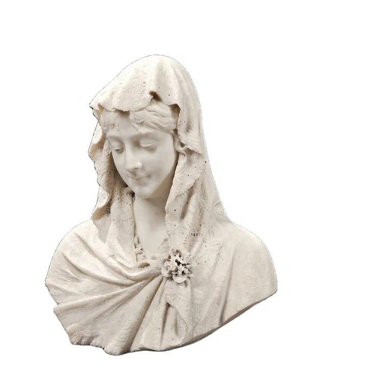 China Factory Carved Antique White Marble Female Busts Beautiful Girl Bust Statue for Sale