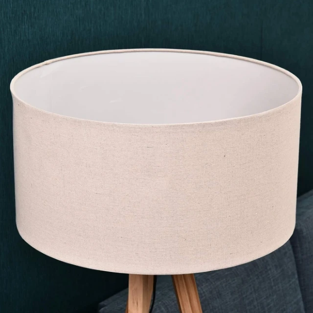 Modern Minimalist Tripod Floor Lamp With  Wood Stand White Shade For Hotel Design Living Room Decoration