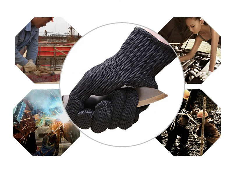 Level 4 316L Stainless Wire Cut Resistant Safety Work Gloves Anti Cutting with Strength Polyester Liner For Safety Work