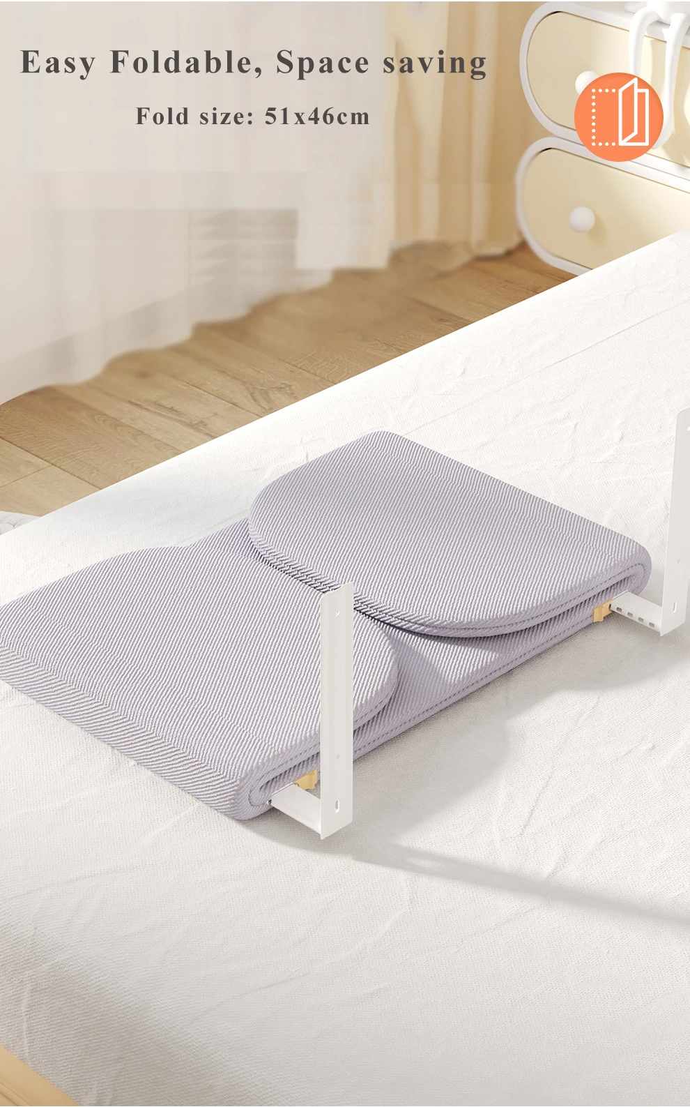 Free Installation Bed Fence Baby Bed Barrier Foldable Bed Guard Rail For Traveling