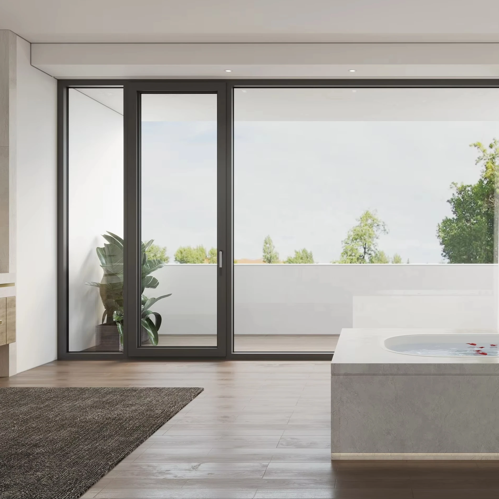 Garden glass Aluminum Glass Doors Double Glazed Glass Front thermal break Aluminum French Doors