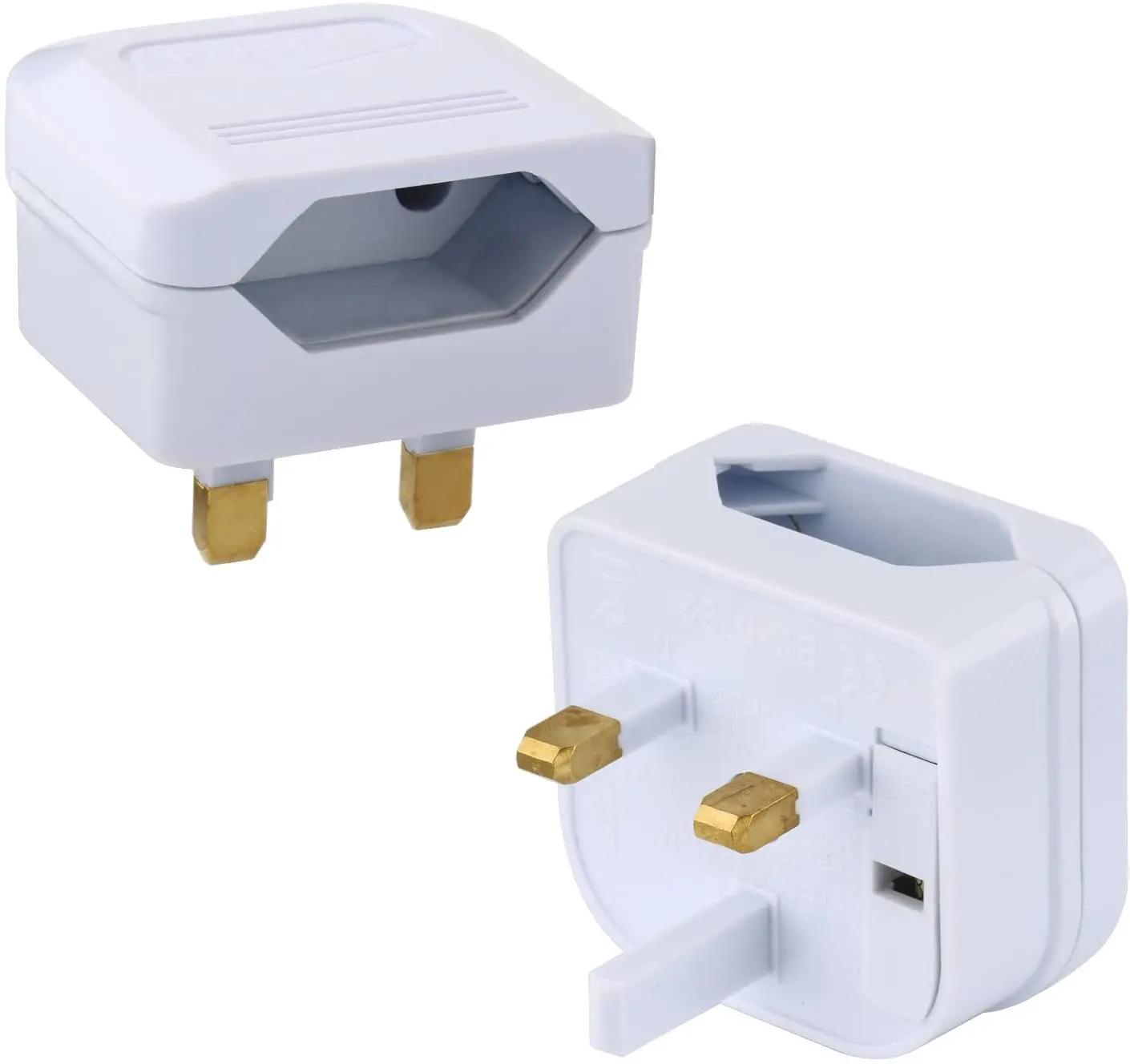 Travel Adapter UK GB England Travel Adapter Type C 2-Pin on UK 3-Pin travel socket plug adapter, white