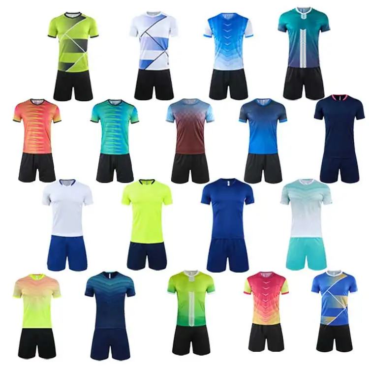 manufacture custom design blue plain club football jersey your name polyester football soccer training  jersey uniform wears set