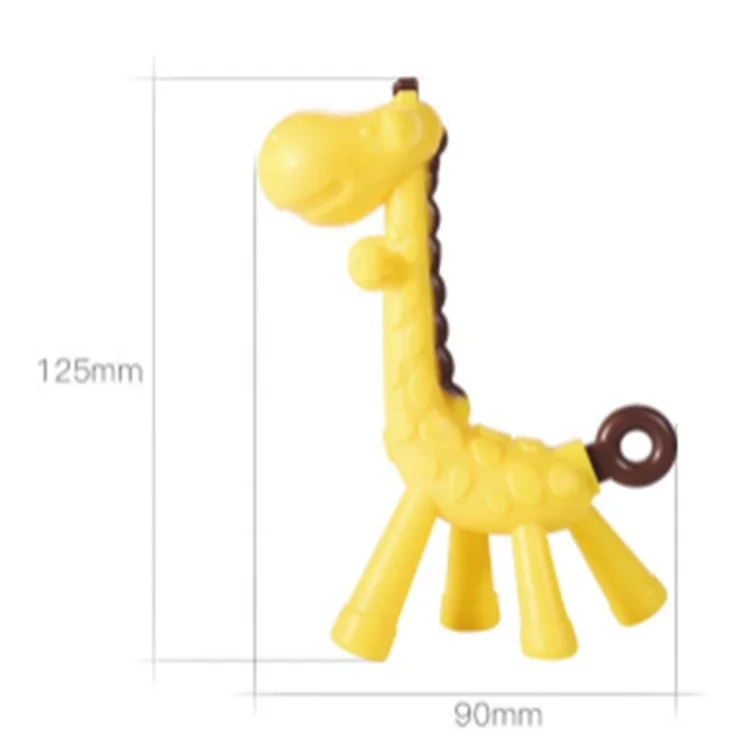 Hot sell cut cartoon  baby training teerher giraffe silicone baby teether