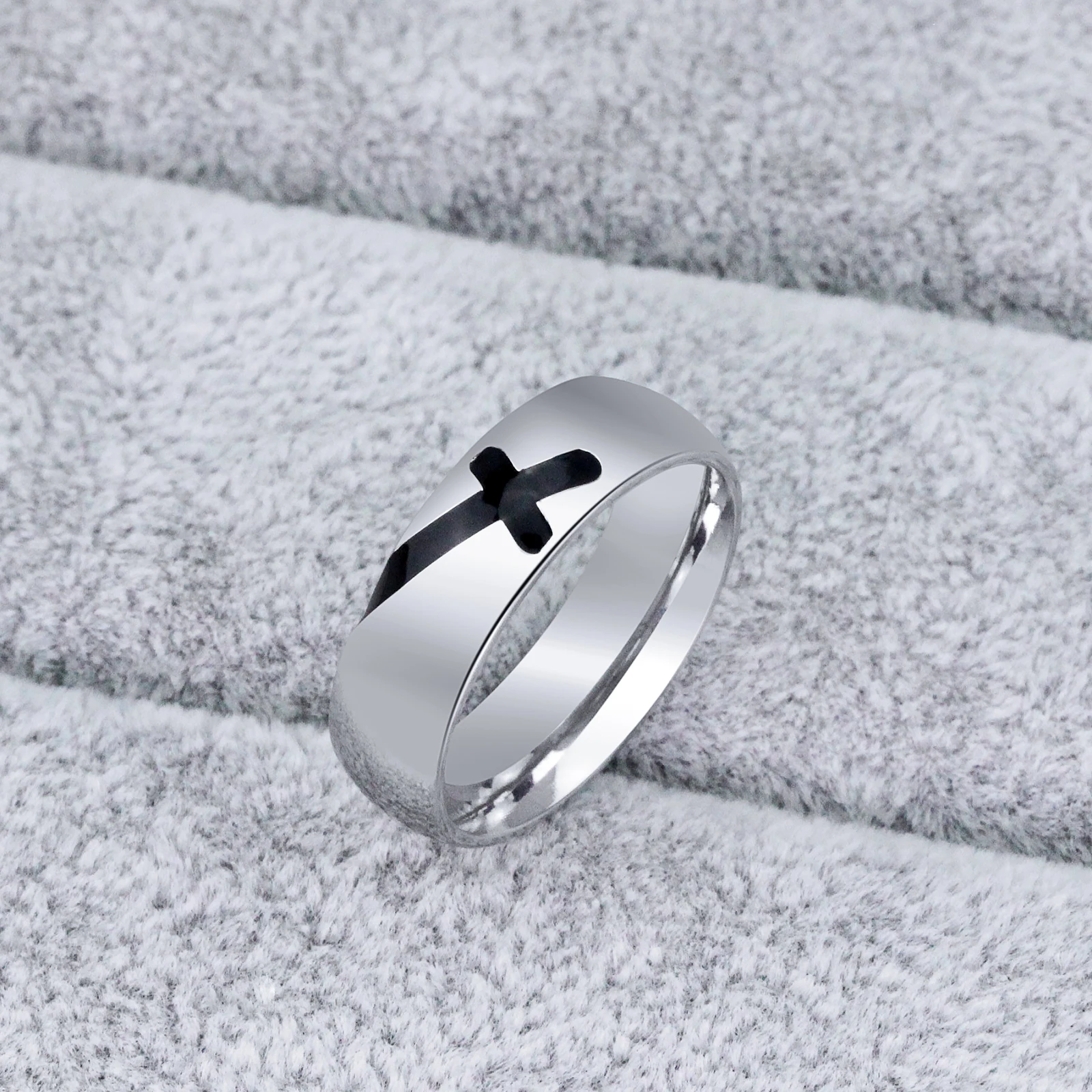 Cross Ring Stainless Steel Ring Fashion Men Women Unisex Simple Style Jewelry