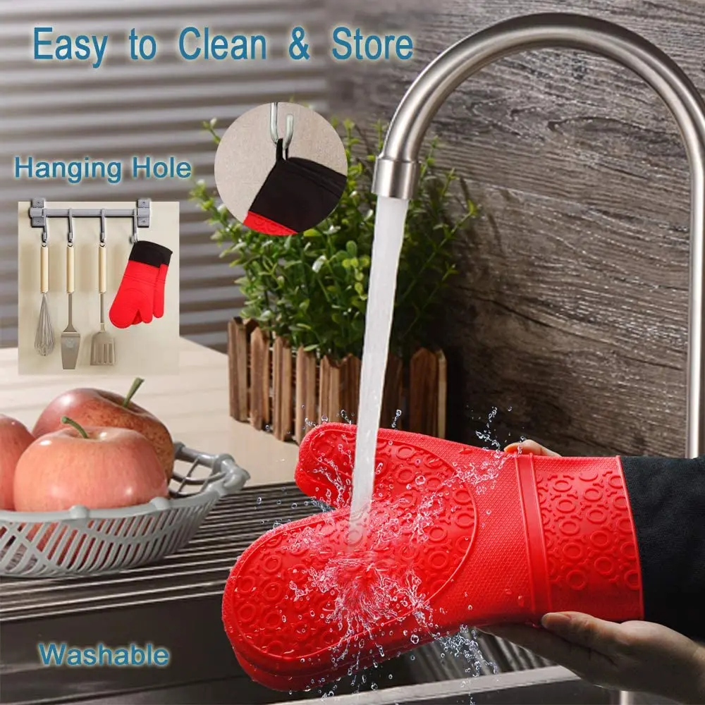 Silicone High Temperature Insulation Gloves Anti-slip Microwave Oven Baking  Gloves BBQ Baking kitchen Oven Mitts