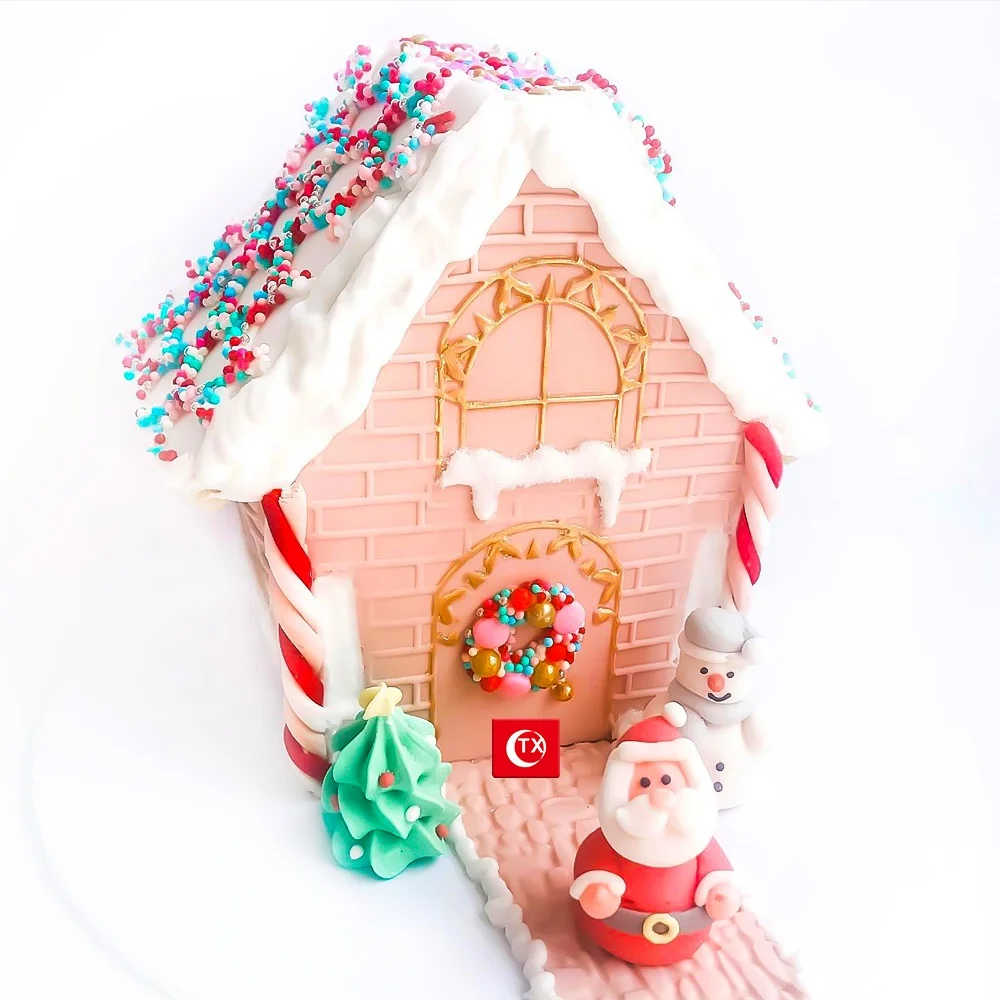 TX Acrylic Cake Nice Gingerbread House Shape Guides Baking Tools Acrylic Ganache Disc Cake Essentials Kit For Smooth Buttercream