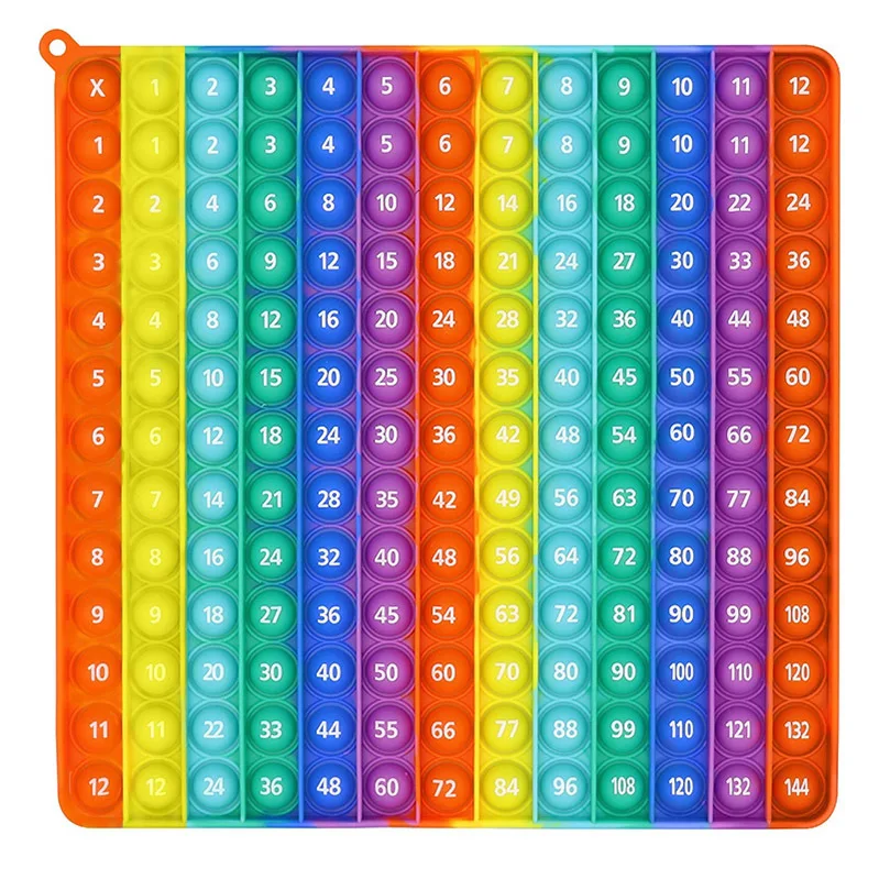 Rainbow Pop It Fidget Toys Push Pop Bubble silicone Toy Learn Multiplication Math Skills Stress Relieving Math Learning Toy