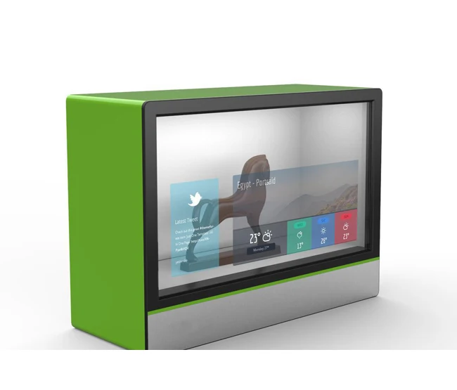 28.6 inch interactive LCD advertising transparent lcd showcase
