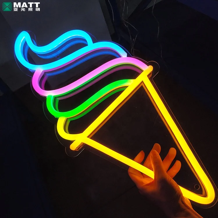 Led Neon Lights Ice Cream Neon Sign RGB Multi Dropshipping Custom Neon Sweet 12 25 Outdoor Advertising Sign 12V DC 2 Years