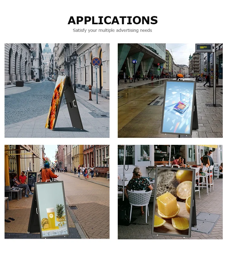 Waterproof Digital Poster Foldable Portable Lcd Advertising Screen Solar Battery Powered Outdoor Lcd Digital Signage