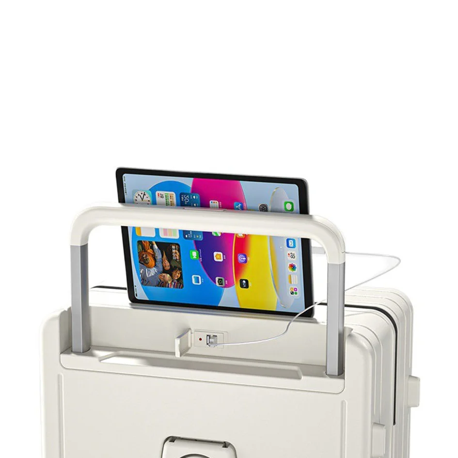Custom Multifunctional Travel Cup Holder Luggage Wide Trolley Luggage Usb Charging Hard Shell Suitcase Luggage
