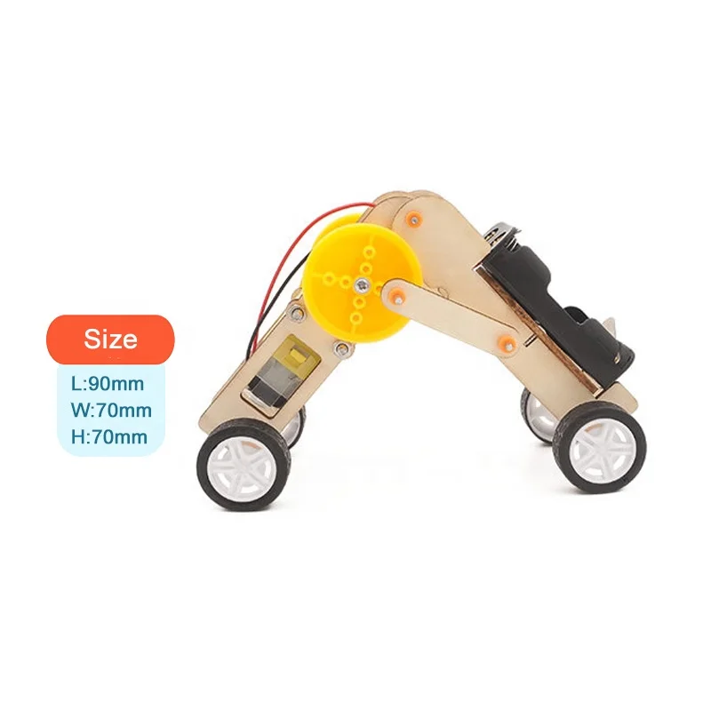 Wooden STEM physics science education kid diy toy worm crawling robot