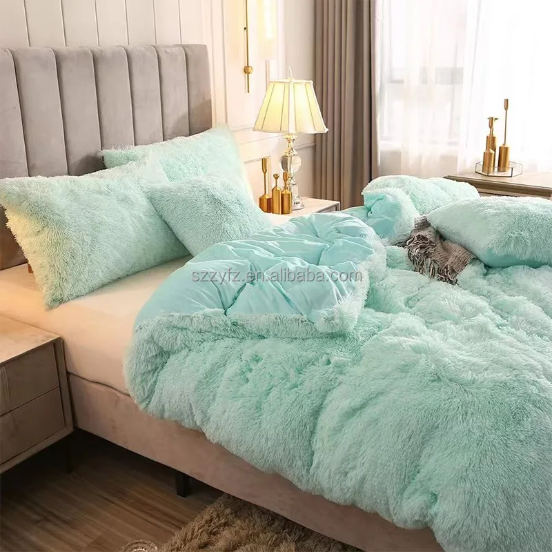 Bedding Quilt Cover Crystal Velvet European & American Style Plush Quilt Set Three-piece Set