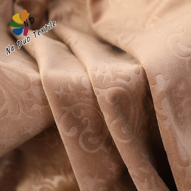Wholesale quality polyester embossed blue velvet fabric price per meter