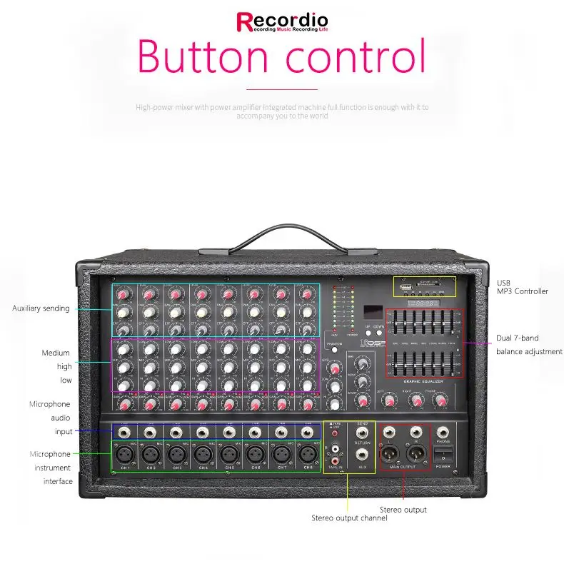 GAX-EB8 одного стиля хорошо продающийся recodio Dj микшер аудио для