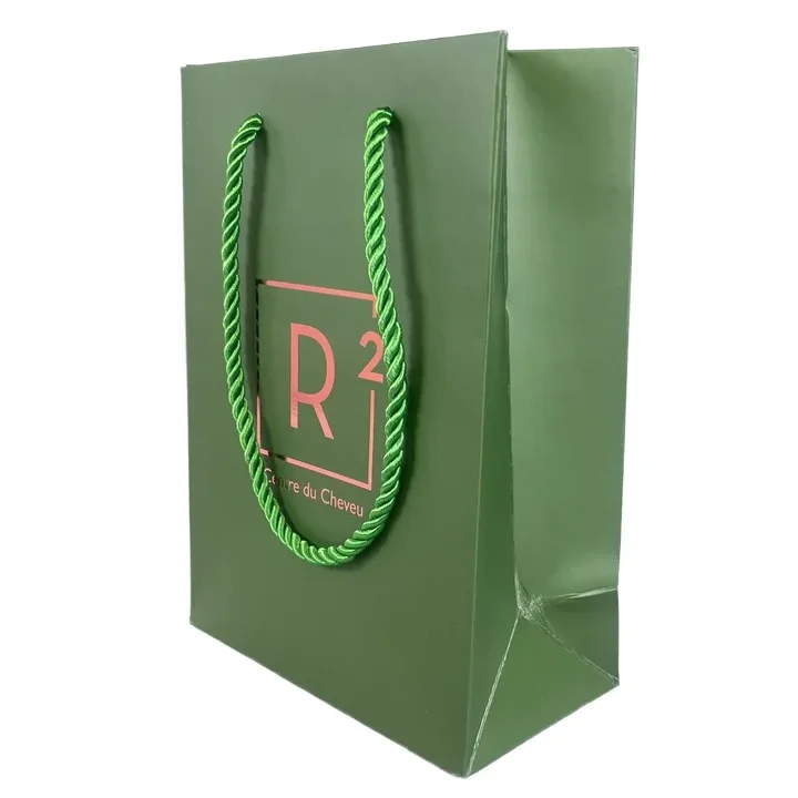 Customizable Luxury Shopping Bag with Handle Recycled Paper Packaging with Varnishing Finish and Your Own Logo Print