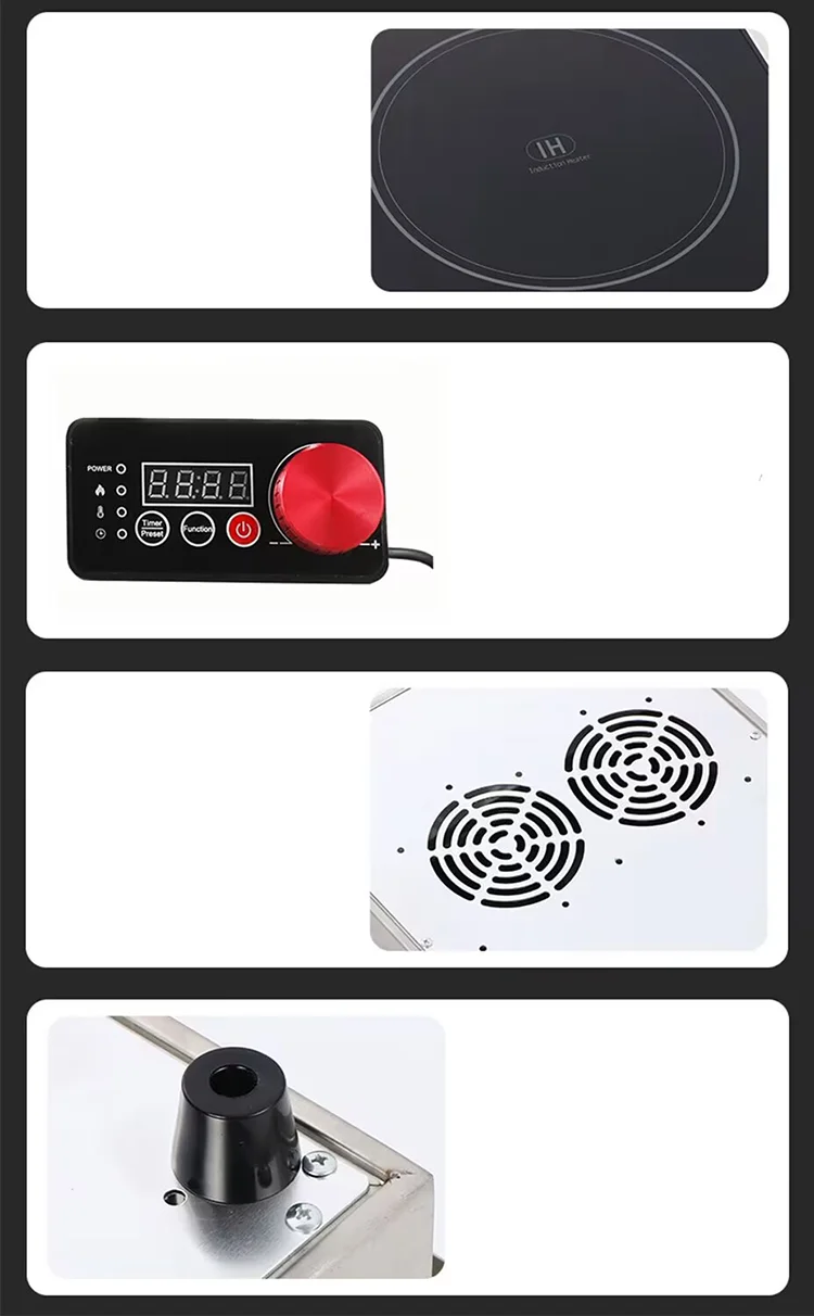 3500W built-in induction wok stove burner with 304 stainless steel bottom housing