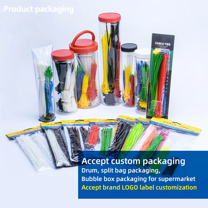 250pcs Manufacturer Cable Tie Supplier Custom Plastic Nylon Heavy Duty Black Cable Tie Zip Tie