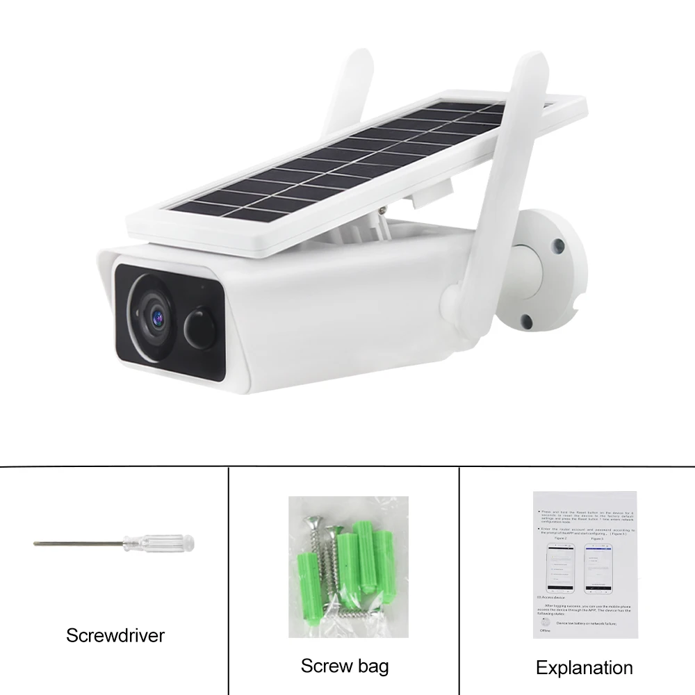 HD PTZ CCTV Camera Rechargeable Solar Panel Waterproof Night Vision Security WiFi Camera Home Security Camera Accessories
