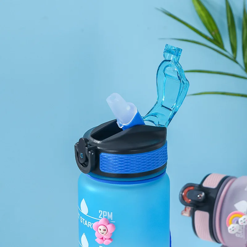 32oz  1000ML Leakproof Outdoor Sports Water Jug with Time Marker Large Plastic Motivational time marker Water Bottle with straw