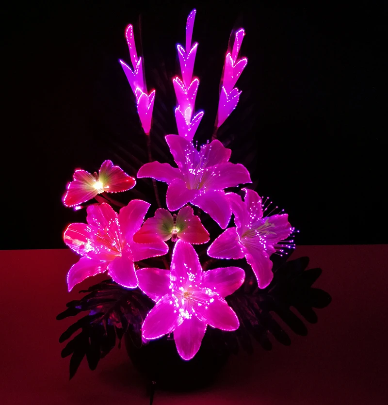 2024 Christmas Decoration Led Flowers Lights Handmade Silk Flower Table Fiber Optic Flower Lamp