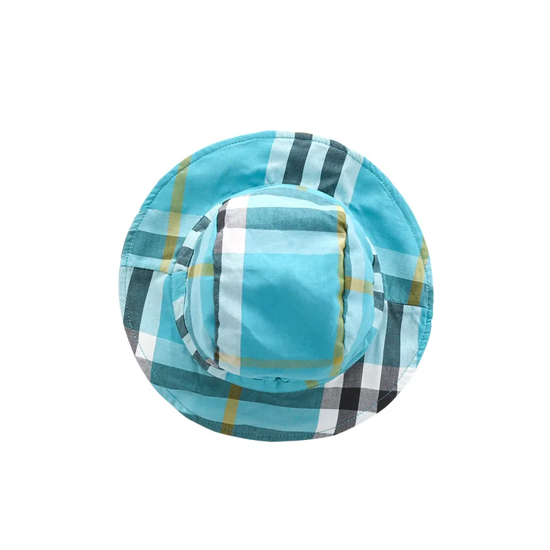 2pcs short sleeve plaid baby clothes set 100% cotton baby jumpsuit with hat for summer