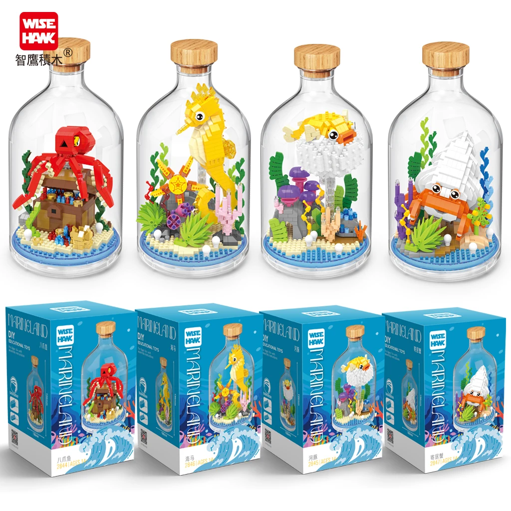 Yi Run Educational Nano Bricks Marine Animals toy Octopus Globefish Seahorse Mini Building Block Sets Toys For Kids