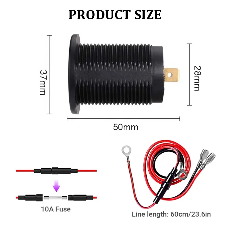 Waterproof 12V/24V Quick Charge 3.0 Dual USB Car Charger Socket  QC3.0 USB Fast Charger Socket Power Outlet with Touch Switch