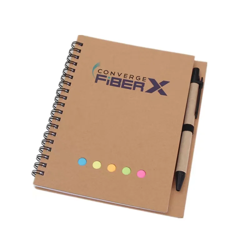 Environmentally Notebook kraft paper eco school students circle notepad with stickers