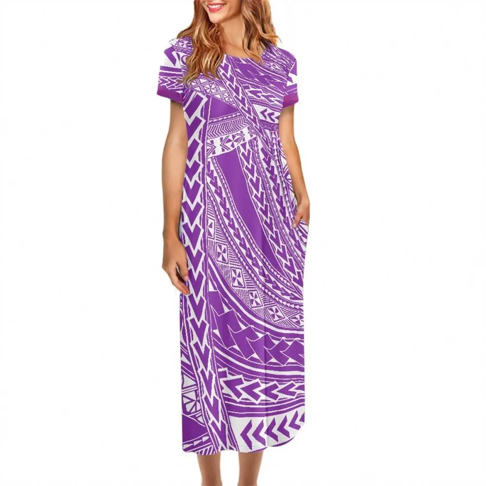 Plus Size Womens Dresses Polynesian Tribal Clothing Yellow Frangipani Print Custom Hawaiian Muumuu Party Wear Dresses for Women