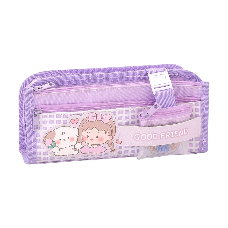 Large capacity multifunctional pencil case with high appearance, girl heart storage stationery box, double layer pencil case
