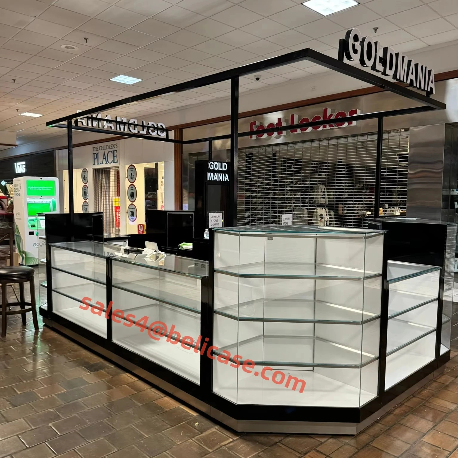 Стеклянная витрина для ювелирных изделий со светодиодной подсветкой