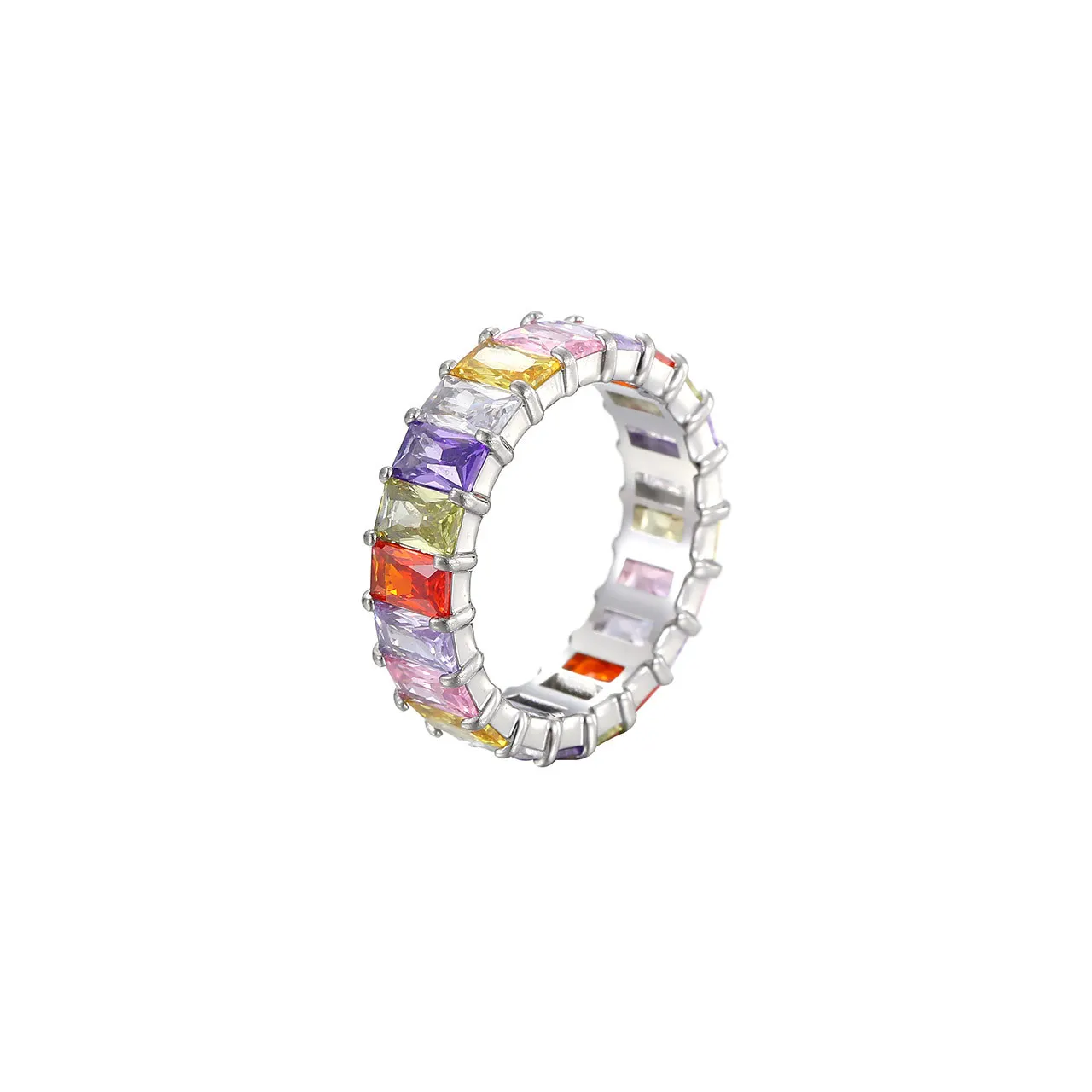 Simple light luxury elegant and exquisite lady new colorful multi  color vermiculite stainless steel wedding ring