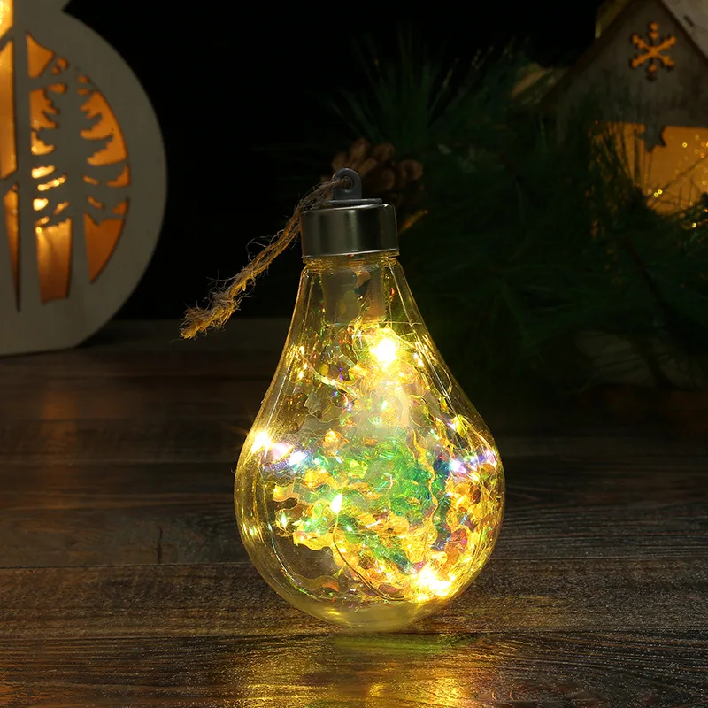 wholesale 2022 new LED transparent Christmas ball Christmas tree hang ornament luminous double-pointed ball