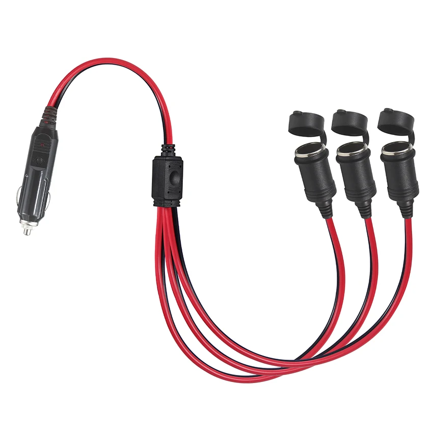 Led Indicator 1 Male To 2 Female Socket Connect 12V Car Auto Cigarette Lighter Replacement Plug
