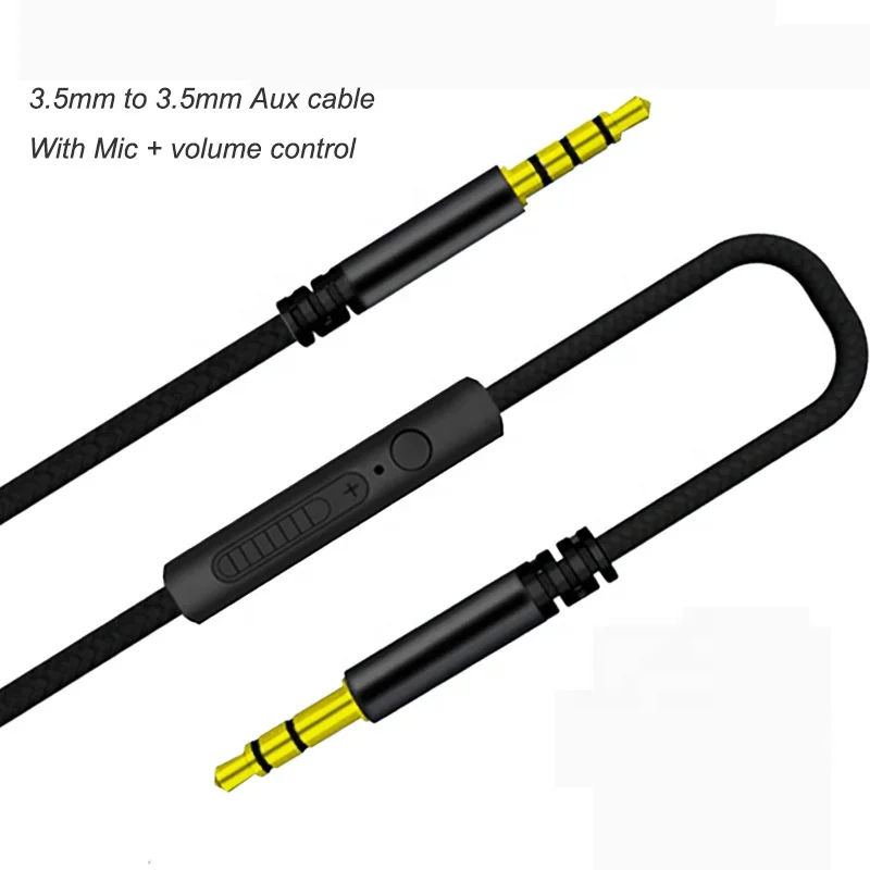 Audio Cable 3.5mm to Jack 3.5mm Car Speaker Line Aux Cable Male to Male with Mic to volume control for iPhone Samsung Headphone