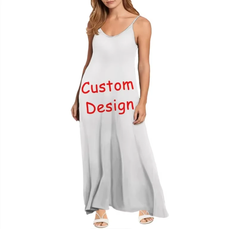 Sublimation Custom Hawaii Bird of Paradise Flower Beach Maxi Ladies Dresses Chiffon Long Women Maxi Casual spaghetti strap Dress