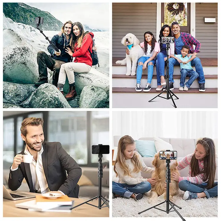 Fotopro Lightweight Aluminum Smartphone Desktop 2 In 1 Vlog Stand Tripod Selfie Stick