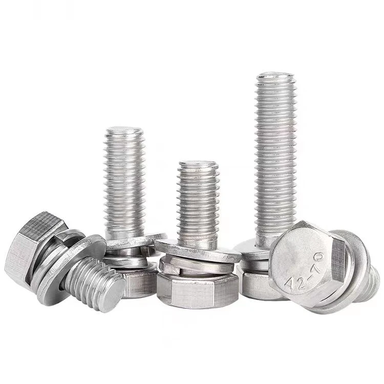 304 нержавеющая сталь наружный шестиугольный пружинный шайба тройной Комбинированный винт GB9074.17 с шестигранной головкой механический