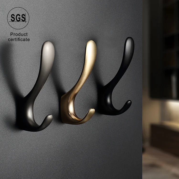 Matte Black Hooks Wall Organisation Zamak Zinc Alloy Single Wall Mount Hook Clothes Coat Hooks
