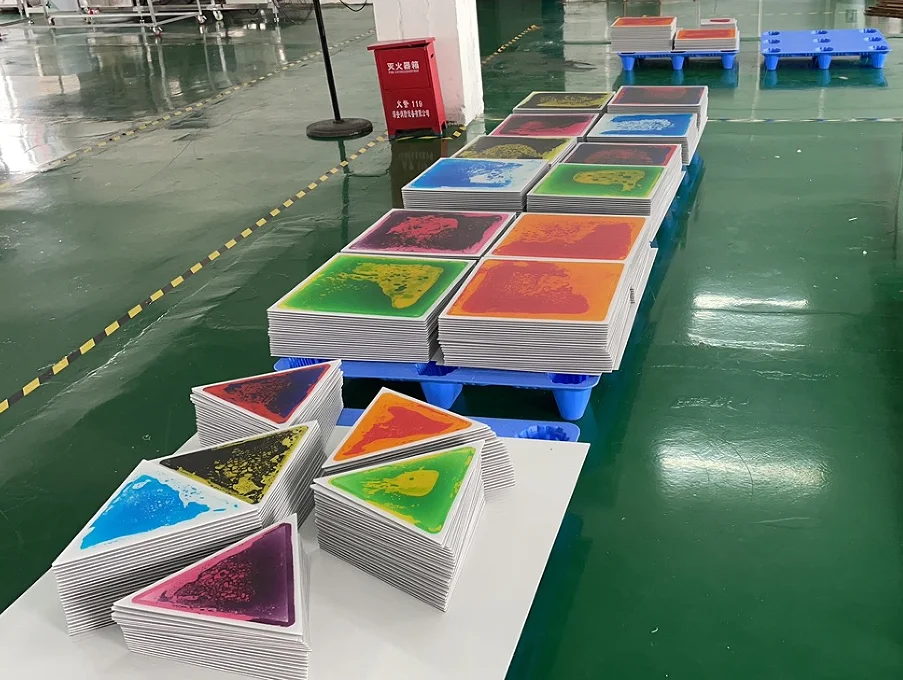 Eco friendly nontoxic color liquid vinyl carpet tile kindergarten PVC Gel Filled Sensory kids play mat