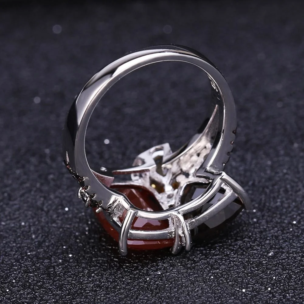 Abiding 925 Ring Drop Shipping Natural Carnalian Smoke Quartz Stone Sterling Silver Handmade Jewelry Rings For Women Wedding